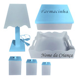 Kit Farmacinha Pintado Decorar Quarto Bebê Nome Mdf Cores