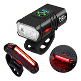 Kit Farol Bike 2 Led Cree T6 Luz Traseira Super Brilhante