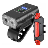 Kit Farol Bike 2 Led Cree T6 Usb Com Medidor + Sinalizador