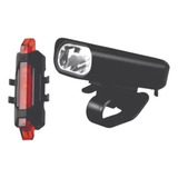 Kit Farol Bike 400 Lumens Com Lanterna Vista Light Usb 5f Cor Preto