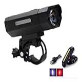 Kit Farol Bike 800 Lumens Super Potente E Lanterna Vista Light Traseiro Alerta Sinalizador 2 Cores