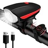 Kit Farol Bike Com Buzina- Lanterna De Bicicleta Impermeável Recarregavel USB- Com Varios Modos- Luzes Dianteira Para Ciclista- Serve Para Todas As Bicicletas