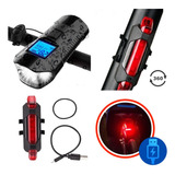 Kit Farol Bike Com Velocímetro E Buzina Led Traseiro