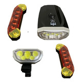 Kit Farol Bike Recarregável Usb Iluminação Noturna