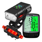 Kit Farol Bike T6 Led Velocímetro Bicicleta Sinalizador