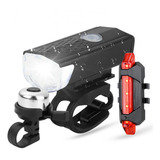 Kit Farol De Bicicleta Sinalizador Led Campainha Trim Trim