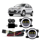 Kit Farol De Milha Neblina Ford Fiesta Com Led Angel Eyes