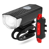 Kit Farol E Lanterna Bike Led Prova D água Usb Recarregável