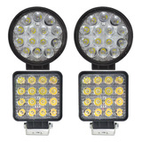 Kit Farol Milha 02 Quadrado 16 Led 02 Redondo 14 Led Slim