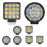 Kit Farol Milha 04 Quadrado 16 Led 04 Redondo 14 Led Slim