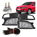 Kit Farol Milha Neblina Gol Voyage G6 Moldura Preta Led