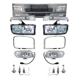 Kit Farol Principal Auxiliar Moldura Mercedes Benz Mb Axor