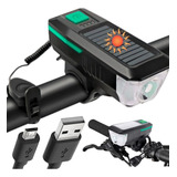 Kit Farol Solar Bicicleta Bike Buzina Usb Sinalizador Mtb