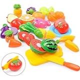 Kit Feirinha Frutas E Legumes De Cortar Cozinha Infantil Com 12 Peças Pedagógicas Comidinhas De Brinquedo Com Velcro Crec Crec