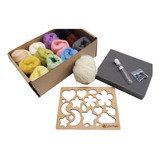 Kit Feltragem Completo lã 12 Cores 174g 2 Agulhas base molde