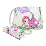 Kit Feminino Infantil Sereia Rosa Bolsa E Estojo - Magicc 93 Cor Branco