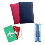 Kit Férias 2 Tags Mala 2 Porta Perfume 2 Capa Passaporte