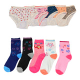 Kit Férias 3 Calcinhas Algodão 3 Pares De Meias Infantil