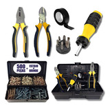 Kit Ferramentas 9pçs Kit 500 Parafusos E Buchas Maletas