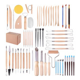 Kit Ferramentas Em Madeira E Plástico Para Modelagem 61pcs