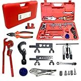 Kit Ferramentas Flangeador Completo 8 Peças Vix CT 8030 Com Alicate Chave Catraca Escariador