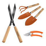Kit Ferramentas Jardinagem Tesouras Pazinhas E Ancinho