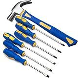 Kit Ferramentas Jogo De Chave Fenda Philips E Martelo Unha Cabo Emborrachado