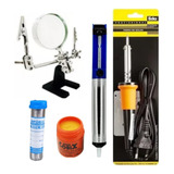 Kit Ferro Solda Pasta Solda Lupa C Garra Estanho E Sugador
