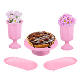 Kit Festa 5 Peças Vaso Boleira Bandeja Decoração Doces