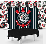 Kit Festa Corinthians Decora Toalha Preta 25 Balões painel