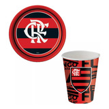 Kit Festa Flamengo - C/ 8 Copos E 8 Pratos - Festcolor