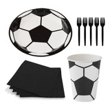 Kit Festa Futebol 10 Copos 10 Pratos Guardanapos Garfos