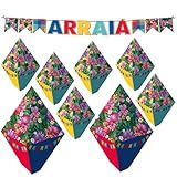 Kit Festa Junina 2 Balões Grande 5 Balões Médio Faixa Arraia