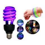 Kit Festa Lâmpada Luz Neon Negra 36w E 10 Pulseiras Q Brilha