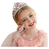 Kit Festa Luxo Princesa Bela Varinha Coroa Rosa Claro Fada