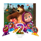Kit Festa Masha E O Urso Decoração Painel Vela Display