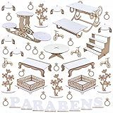 Kit Festa Mdf Provençal Branco 44 Peças Suporte Triplo Cinzelado E Porta Doces Decorado 1144 LP25