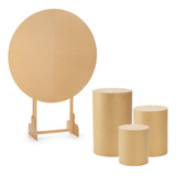 Kit Festa Mesa painel Redondo 150x210 Mdf Cru Promoção
