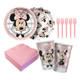 Kit Festa Minnie Rosa Prato Copo Guardanapo Garfos