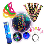 Kit Festa Neon 130 Adereços Brilha Luz Negra Balada