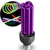 KIT Festa Neon Lâmpada Luz Negra Reta 36w Com 10 Pulseiras Fluorescente 220 