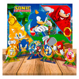 Kit Festa Painel Gigante 6 Display Anivers Sonic Decoração