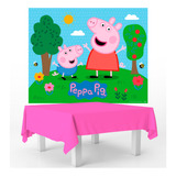 Kit Festa Peppa Pig Decoração Painel Gg Toalha Rosa Tnt
