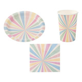 Kit Festa Prato Copo E Guardanapo Candy Color Tie Dye