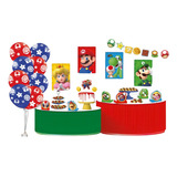 Kit Festa Pronta Decoração Super Mario Bros Luigi 62 Unid