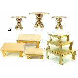 Kit Festa Provençal Mdf Cru 9 Peças Promoção Banquinho