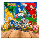 Kit Festa Sonic Decoração Painel Gigante 6 Display De Mesa