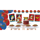 Kit Festa Top Mulher Maravilha Menina Aniversário Decoração