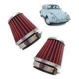 Kit Filtro Ar Esportivo Lavável Fusca Com Tampa Inox 2 Peças