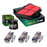 Kit Filtro Ar Tiger 800 Filtro Óleo Hiflo 3 Velas Iridium